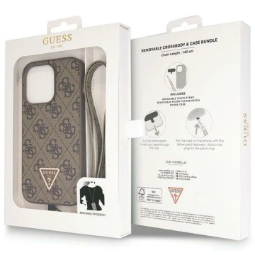 Etui Guess GUHCP15LP4TDSCPW für iPhone 15 Pro 6,1" braun/braun Hardcase Crossbody 4G Metal Logo
