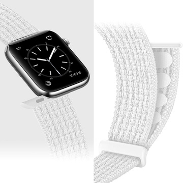Alogy Nylonband mit Klettverschluss für Apple Watch 1/2/3/4/5/6/7/8/SE/Ultra (42/44/45/49 mm) Weiß