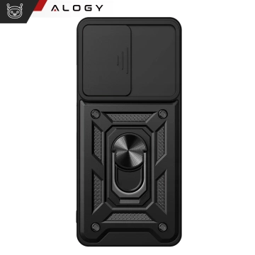 Hülle für Apple iPhone 16 gepanzertes Slide Case Ringgehäuse Kameraschutz Camshield Alogy schwarz