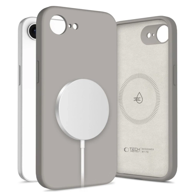Etui Tech-Protect Liquid Silicone MagSafe iPhone 16e Steingrau