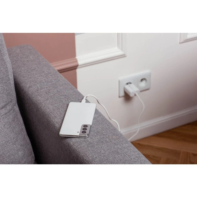 Szybka Ładowarka Forcell 25W PD QC 4.0 USB-C + kabel USB C do USB C biała