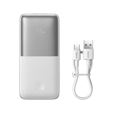Baseus Bipow Pro Power Bank 10000mAh 20W weiß mit USB Typ A - USB Typ C 3A 0,3m Kabel (PPBD040202)