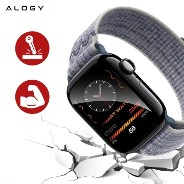 Hybridglas für Apple Watch 10 46 mm Alogy 3D-Glas mit schwarzem Rahmen