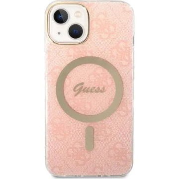 Zestaw Guess GUBPP14MH4EACSP Case Charger iPhone 14 Plus 6,7" różowy/pink Hard Case 4G Print MagSafe