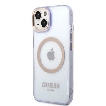Etui Guess GUHMP14SHTCMU für Apple iPhone 14 6,1" lila/lila Hartschalenetui Gold Outline Translucent MagSafe