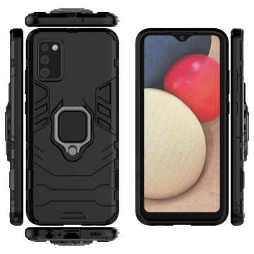 Ring Armor robuste Hybridhülle mit magnetischer Abdeckung für Samsung Galaxy A03s (166,5) schwarz