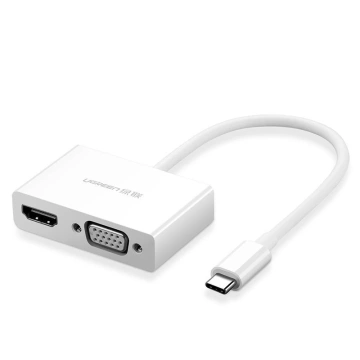 Ugreen Adapter Videokonverter USB Typ C - HDMI / VGA weiß (MM123)