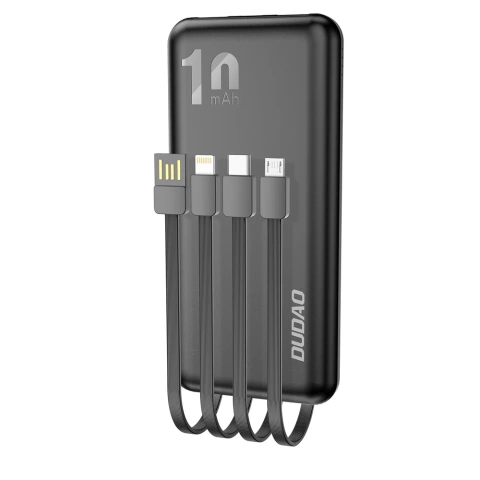 Dudao K6Pro Universal 10000mAh Powerbank mit USB-Kabel, USB Typ C, Lightning Black (K6Pro-black)