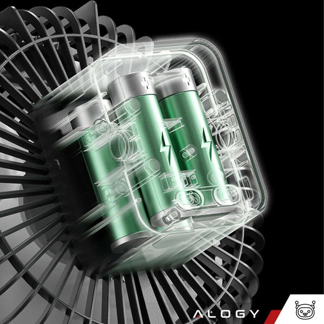 Wiatrak wentylator biurkowy z lampką LED 2w1 Alogy przenośny wiszący stojący Bezprzewodowy Hanging Outdoor Mini Fan uchwyt na haczyk Czarny