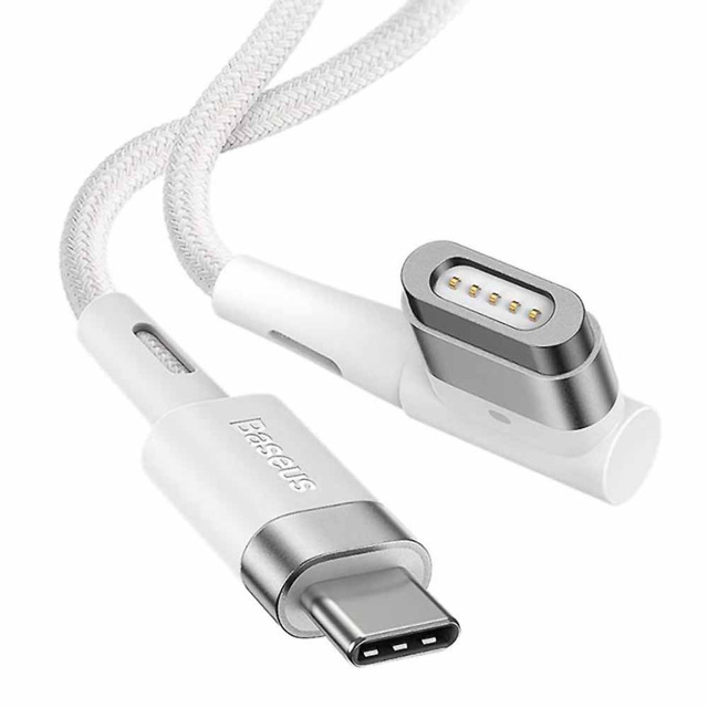 Kabel 2m magnetyczny kątowy Baseus Zinc Magnetic USB-C type C do MagSafe 60W Biały