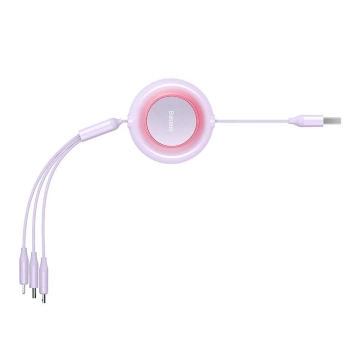 Baseus Bright Mirror 2 3in1 USB Kabel, Micro USB / Lightning / USB-C, flach, 3.5A, 1.1m (lila)