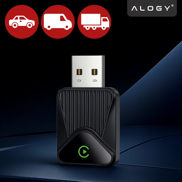 Adapter Bezprzewodowy Apple CarPlay i Android Auto do Auta, Plug & Play z Portem USB-A + Przejściówka USB-C, Szybkie Połączenie i Stabilna Transmisja, Alogy DriveLink™