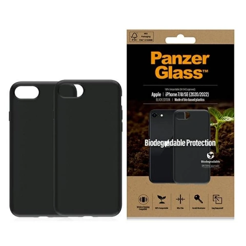 PanzerGlass biologisch abbaubare Hülle für iPhone SE 2022 / SE 2020 / 7 / 8 schwarz/schwarz 0346