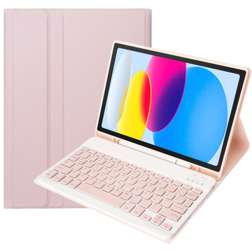 Etui ochronne z klawiatura bezprzewodowa Alogy Keyboard Case z miejscem na rysik do Apple iPad 11 gen. (2025) / 10 gen. (2022) Różowe + Szkło