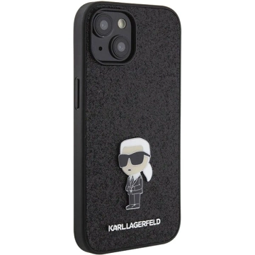 Etui Karl Lagerfeld KLHCP15SGKNPSK für iPhone 15 6,1" czarny/black hardcase Fixed Glitter Ikonik Logo Metal Pin