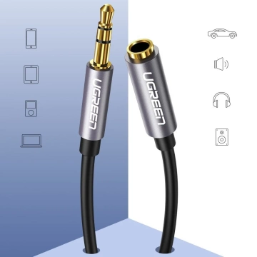 UGREEN Kabel AUX-Verlängerungskabel 3,5 mm Miniklinke 1m Silber (10592)