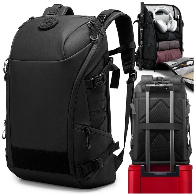 Bange wasserdichter Rucksack für 15,6-Zoll-Laptop, Stadtreisender, 45 x 30 x 16 cm, für Arbeit, Flugzeug, Herren, Damen, mit USB-Anschluss Schwarz
