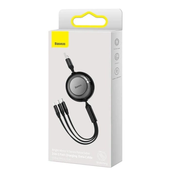 Baseus Bright Mirror 2 3in1 USB Kabel, Micro USB / Lightning / USB-C, flach, 3.5A, 1.1m (schwarz)