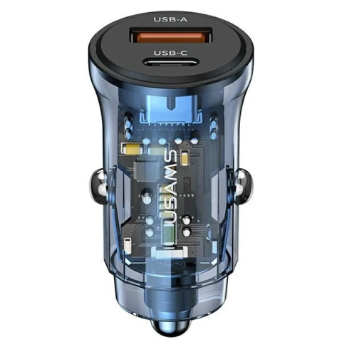 USAMS Autoladegerät 1xUSB 1xUSB-C C32 30W Fast Charge blau/blau CC164CC02 (US-CC164)