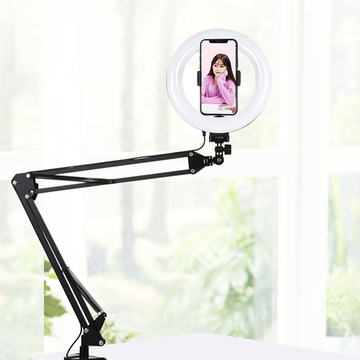Puluz Ringlampe / Schreibtischständer mit LED-Clip 20 cm Vlog / Stream für Telefon PKT3089B