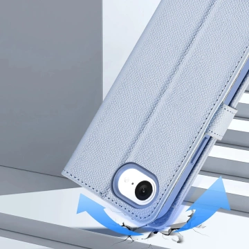 Dux Ducis Lawa iPhone 16e Lederhülle mit blauer MagSafe-Brieftasche