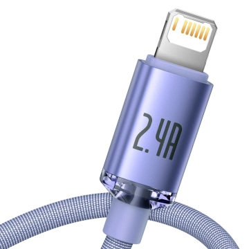 Baseus Crystal Shine Series Kabel USB-Kabel für schnelles Aufladen und Datenübertragung USB Typ A - Lightning 2.4A 2m lila (CAJY000105)