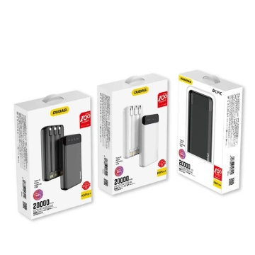 Dudao geräumige Powerbank mit 3 eingebauten Kabeln 20000mAh USB Type C Micro USB Lightning schwarz (Dudao K6Pro)