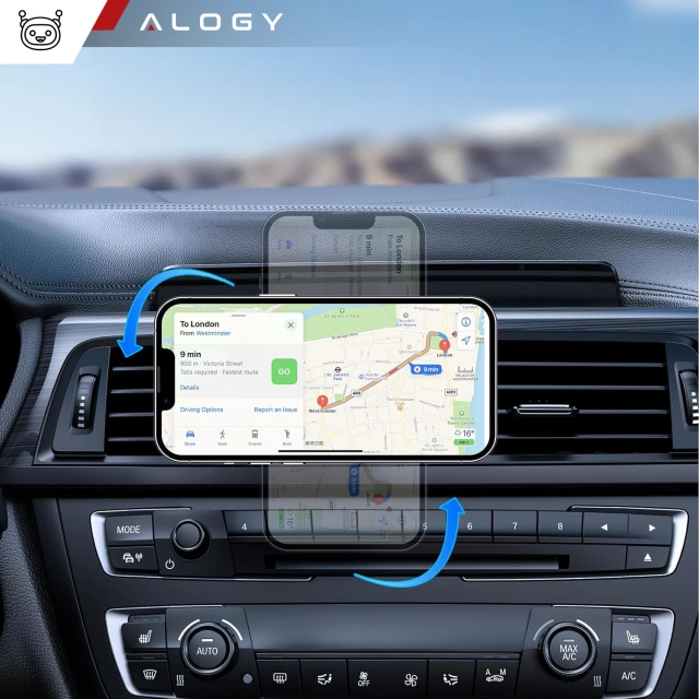 Uchwyt samochodowy Alogy Car Holder do MagSafe z ładowaniem indukcyjnym 2w1 15W do kratki Czarny