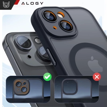 Hülle für Apple iPhone 15 Plus Alogy MagSafe Hybrid Matte Case Matte Cover mit Linsenschutz Schwarz
