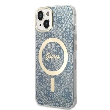 Zestaw Guess GUBPP14MH4EACSB Case Charger iPhone 14 Plus 6,7" niebieski/blue Hartschalenetui 4G Print MagSafe