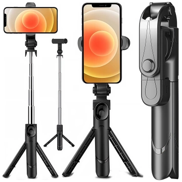 Selfie stick statyw Tripod uchwyt na telefon Alogy Trójnóg kijek do zdjęć selfie pilot Bluetooth 360 Czarny