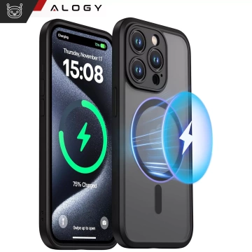 Hülle für Apple iPhone 16 Pro Alogy MagSafe Hybrid Matte Case Matte Cover mit Linsenschutz Schwarz