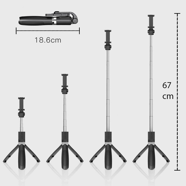 Uchwyt Selfie Stick Tripod P50 na telefon kijek do zdjęć + Pilot Bluetooth Czarny