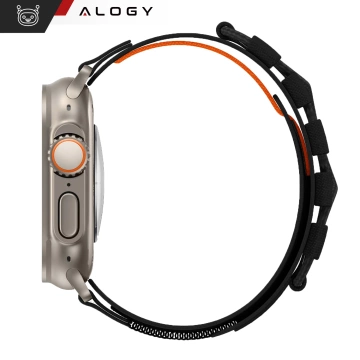 Alogy Nylonarmband mit Klettverschluss für Apple Watch 42/44/45/49 mm Schwarz
