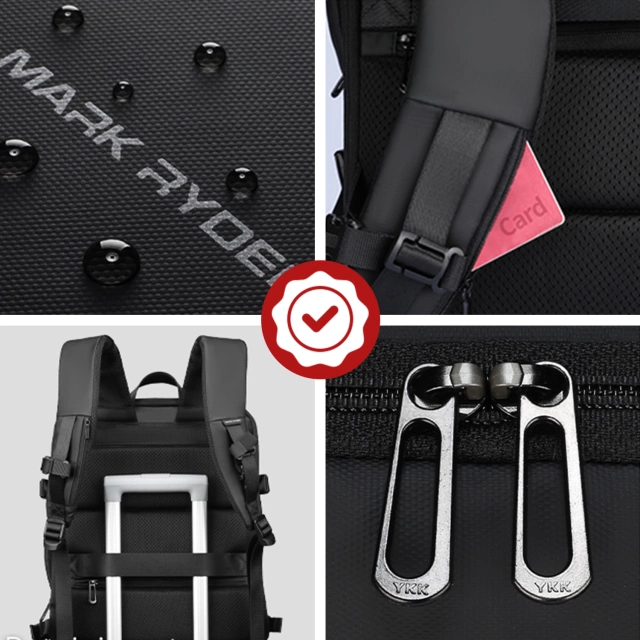 Plecak na Laptopa 17.3" Mark Ryden, Port USB, Wodoodporny, Minimalistyczny i Pojemny 37L, Wygodny, Rozszerzalny z Otwieraniem 180°, 48 × 31 × 14-25 – Czarny
