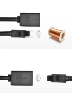 UGREEN Ethernet-Verlängerungskabel RJ45 Cat 6 FTP 1000 Mbit/s 2 m schwarz (NW112 11281)