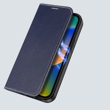Dux Ducis Skin X2 Hülle für iPhone 14 Pro Max magnetische Flip-Cover blau
