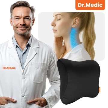 Poduszka do Samochodu pod Głowę Kark Szyję DR.MEDIC NeckRest™ Ergonomiczna poduszka na fotel zagłówek krzesło do biura auta dla kierowcy pasażera