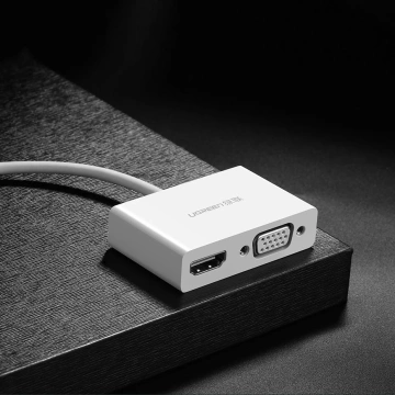 Ugreen Adapter Videokonverter USB Typ C - HDMI / VGA weiß (MM123)