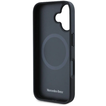 Mercedes iPhone 16 Hülle 6,1" Schwarz Hardcase MB Blue Line Leder MagSafe