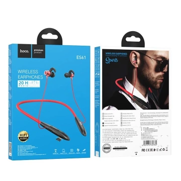 HOCO Słuchawki Bezprzewodowe Bluetooth ES61 Czerwone z Zaczepem na Ucho