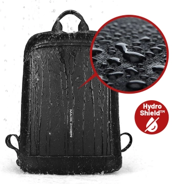 Plecak na Laptopa 15.6" Mark Ryden, Wodoodporny Biznesowy i Podróżny, Wygodny, Otwierany 180°, z Zaczepem na Walizkę, 13L (43×30×10 cm) – Czarny