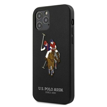 US Polo USHCP12LPUGFLBK Handyhülle für Apple iPhone 12 Pro Max schwarz/schwarz Polo Embroidery Collection