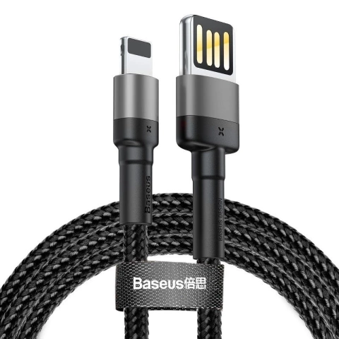 Lightning USB Kabel (doppelseitig) Baseus Cafule 2.4A 1m (grau-schwarz)