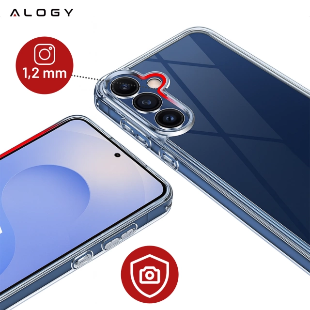 Etui Przezroczyste do Samsung Galaxy S25, Podwyższone Krawędzie, Idealne Dopasowanie, PC + TPU, Alogy HybridShield™ Case + SZKŁO HARTOWANE
