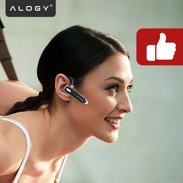 Słuchawka Bluetooth do rozmów – bezprzewodowa, Bluetooth 5.1, do 12h rozmów, z etui ładującym, lekka i wygodna dla kierowcy – Alogy DriveTalk™ Czarna