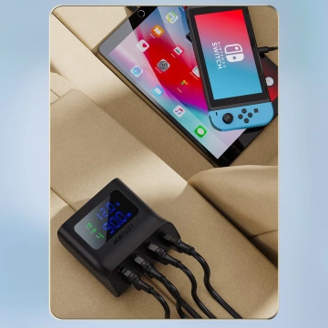 Acefast Autoladegerät 90W USB Typ C / 3x USB / Zigarettenanzünderbuchse, PPS, PD3.0, QC3.0, AFC, FCP Ladestation schwarz (B8 schwarz)