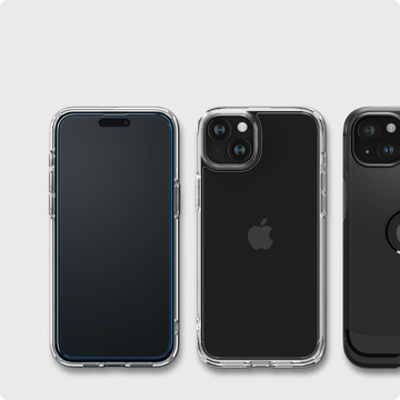 Spigen Alm Glass FC 2er-Pack gehärtetes Glas für Apple iPhone 15 Schwarz
