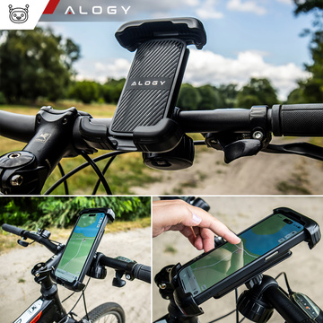 Fahrrad-Telefonhalter 4,7–6,8 Zoll für Telefon, Fahrradlenker für Fahrrad, Motorrad, verstellbar, Alogy Sport, Schwarz