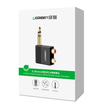 Ugreen Audio-Klinkenadapter 6,35 mm Stecker auf 2xCinch-Buchse schwarz (AV147)